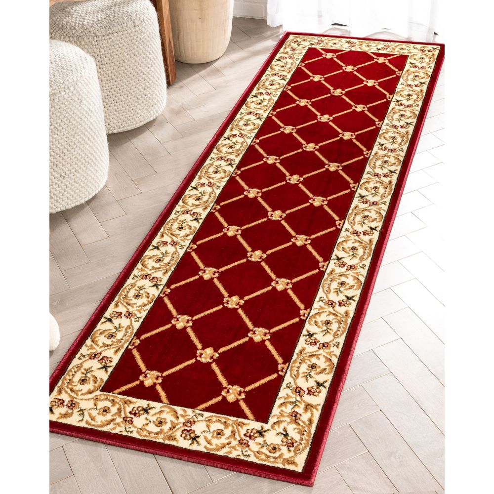 Fleur De Lis Red Formal Rug