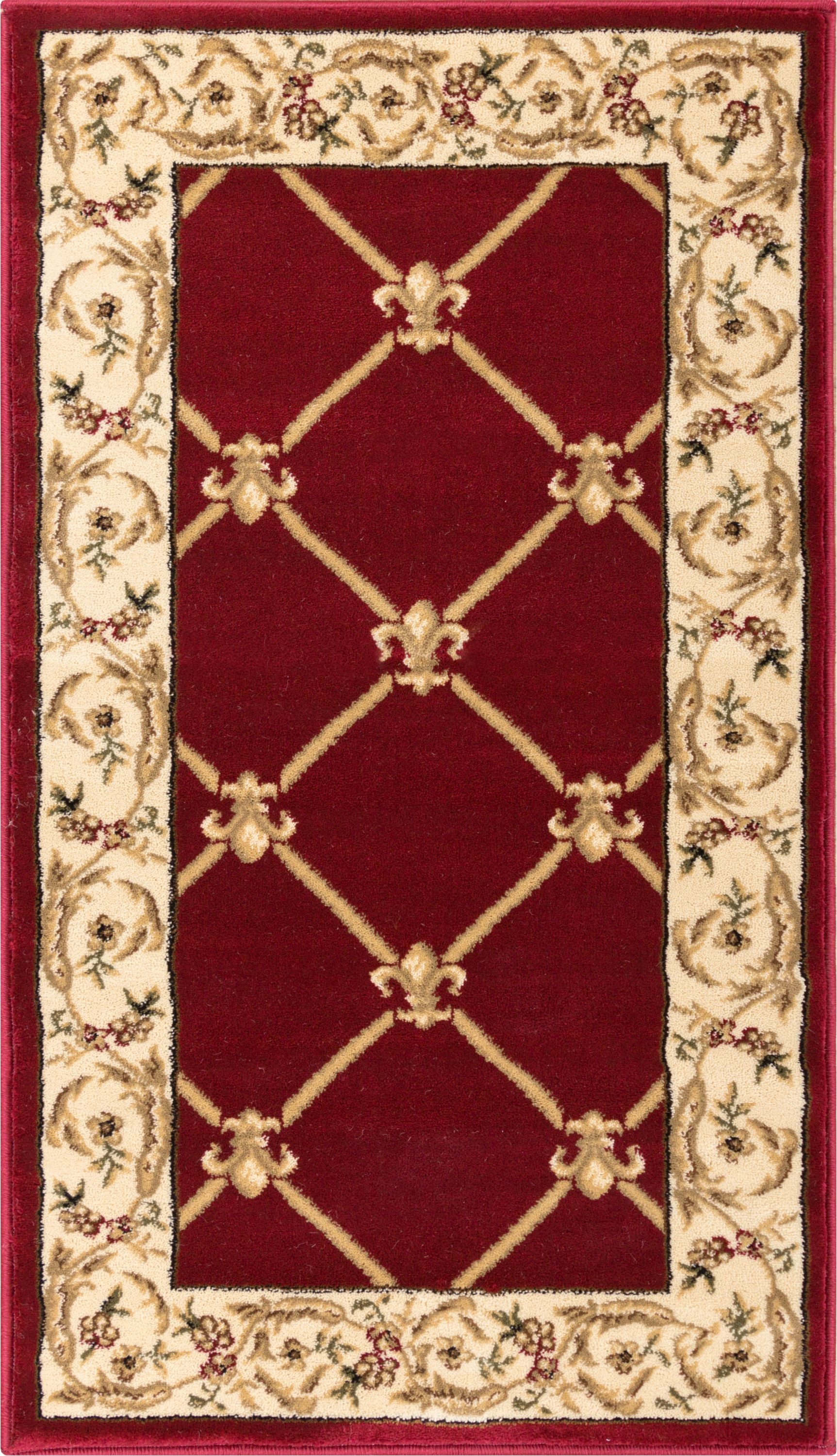 Fleur De Lis Red Formal Rug