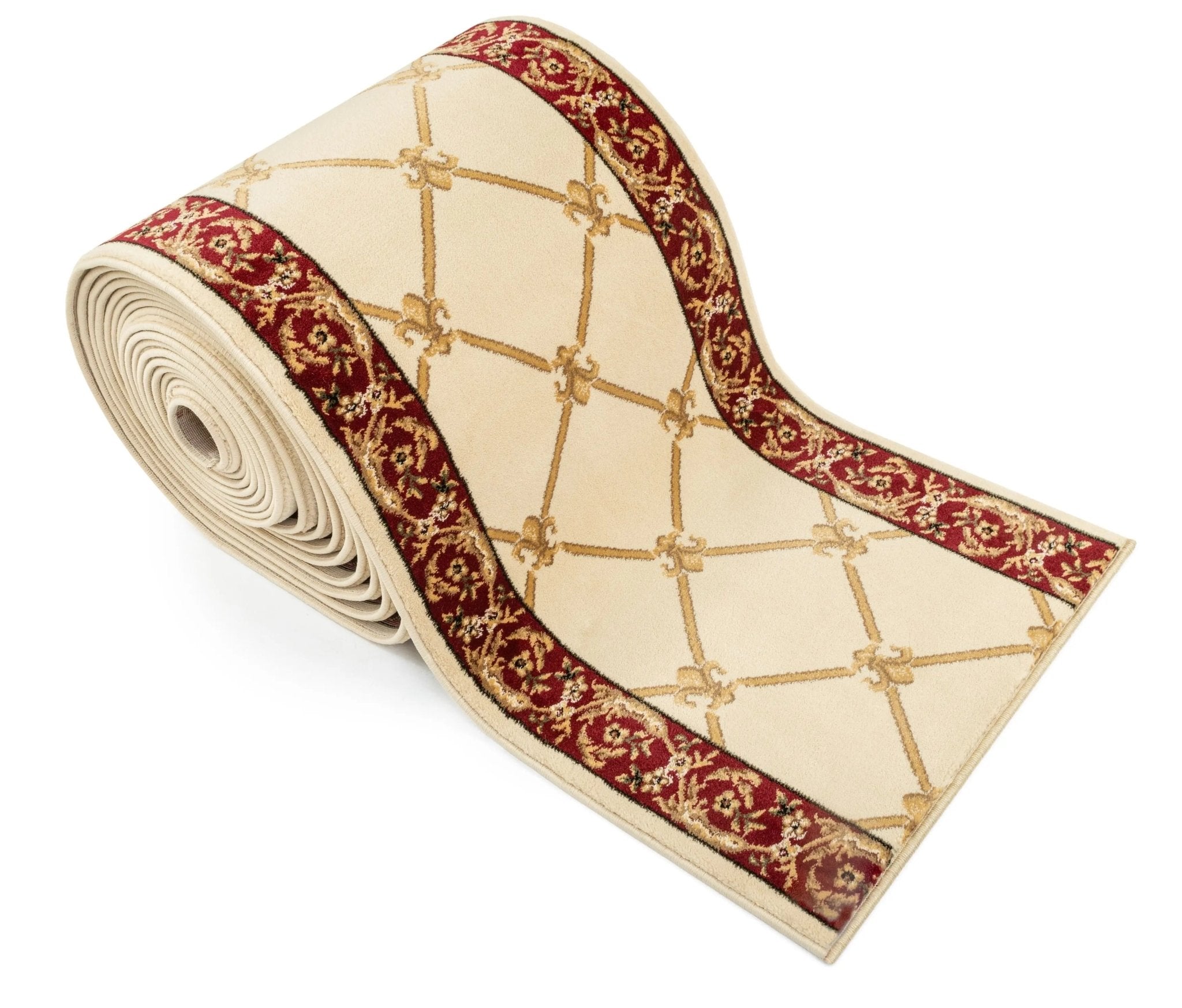 Fleur De Lis Custom Size Runner Formal Ivory Choose Your Width x Choose Your Length Hallway Runner Rug Well Woven