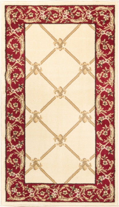 Fleur De Lis Ivory Formal Rug