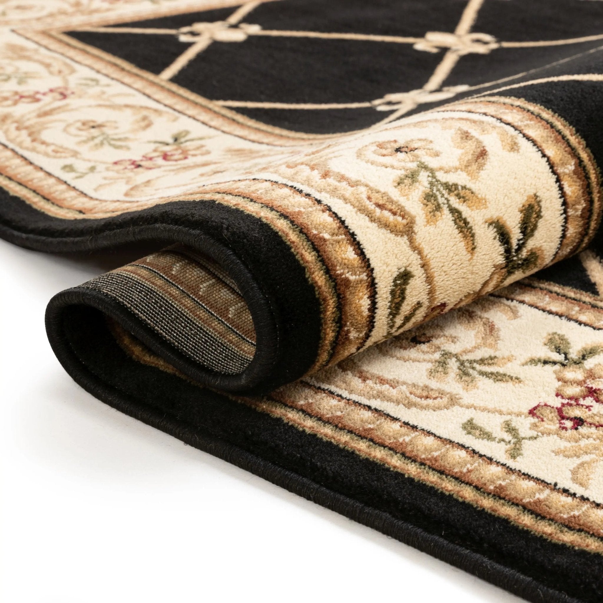 Fleur De Lis Black Formal Rug Well Woven