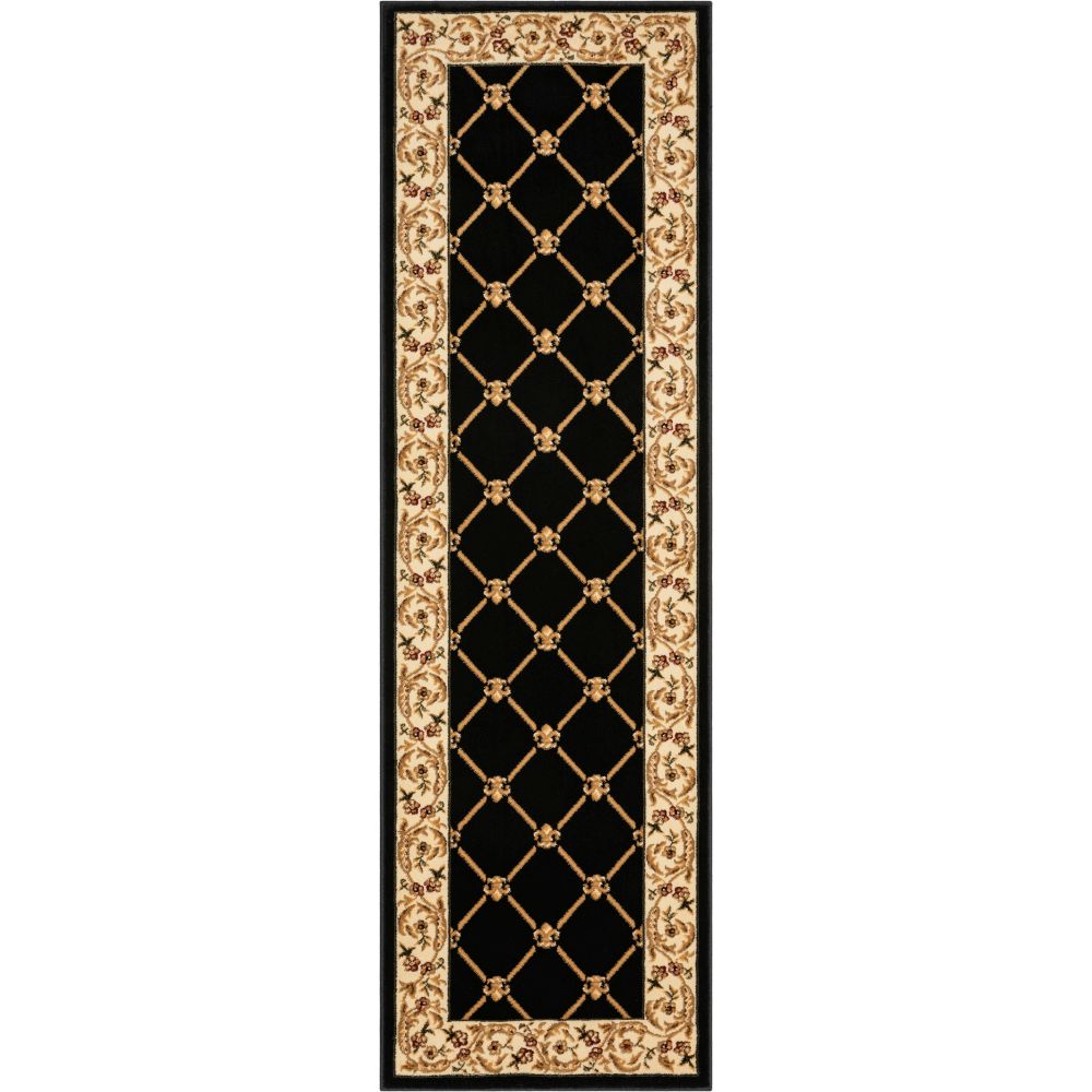 Fleur De Lis Black Formal Rug