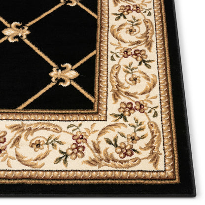 Fleur De Lis Black Formal Rug