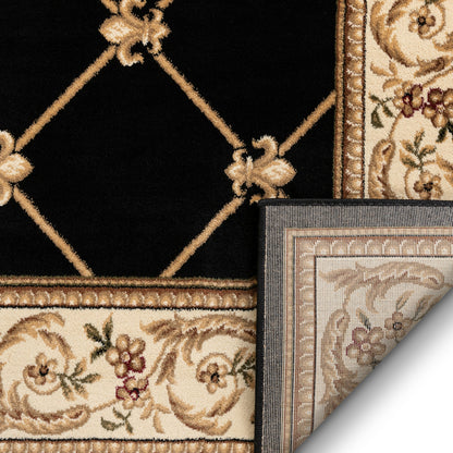 Fleur De Lis Black Formal Rug