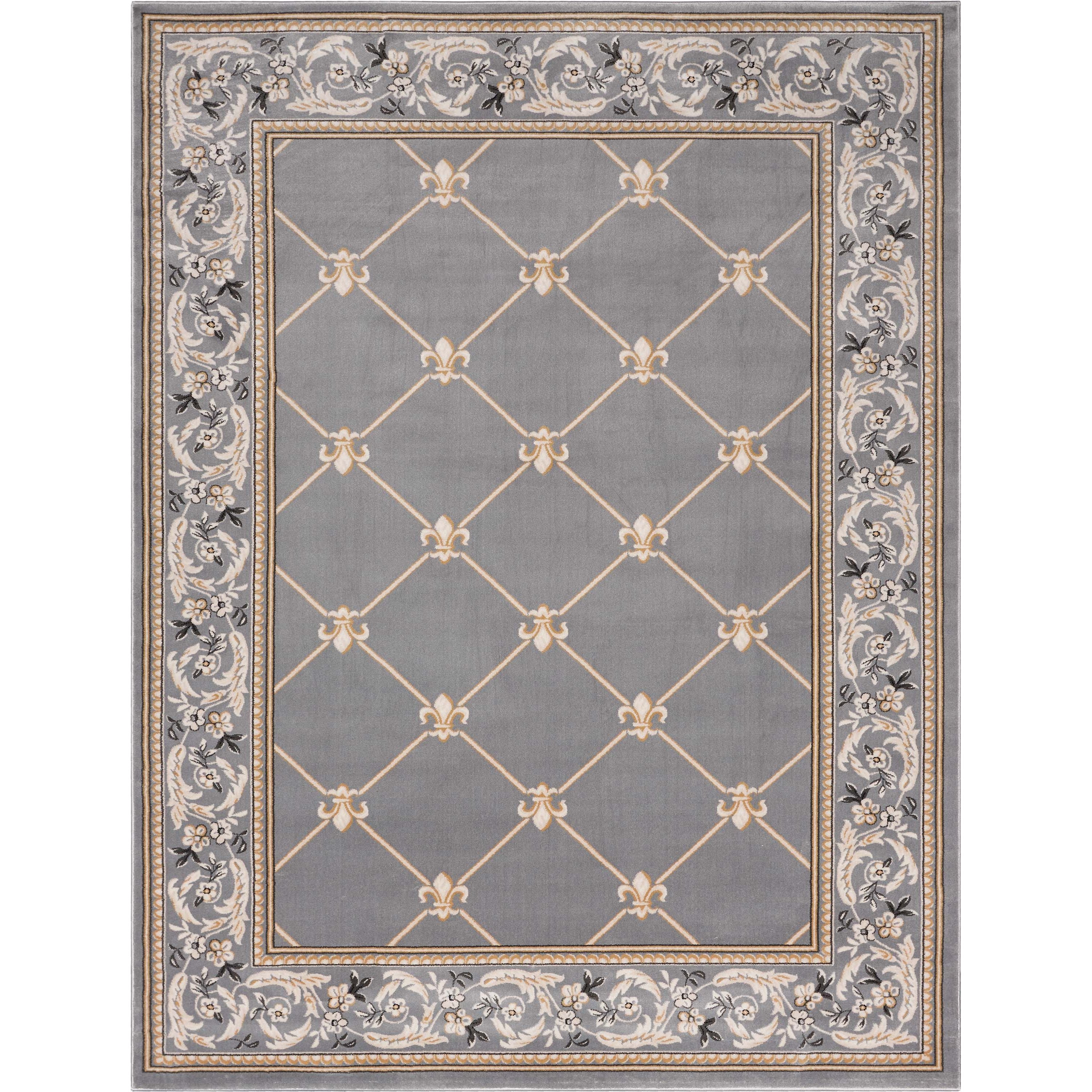 Fleur De Lis Grey Traditional Rug