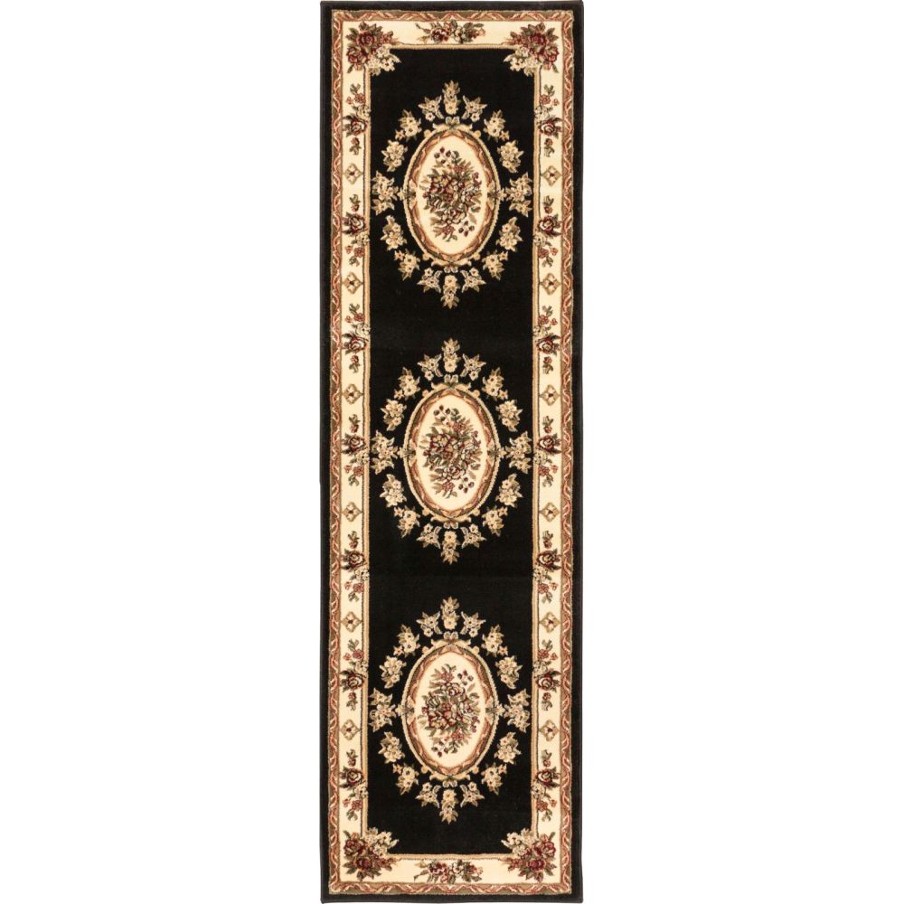 Le Petit Palais Black Traditional Rug