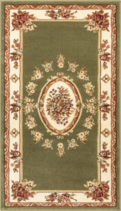 Le Petit Palais Green Traditional Rug