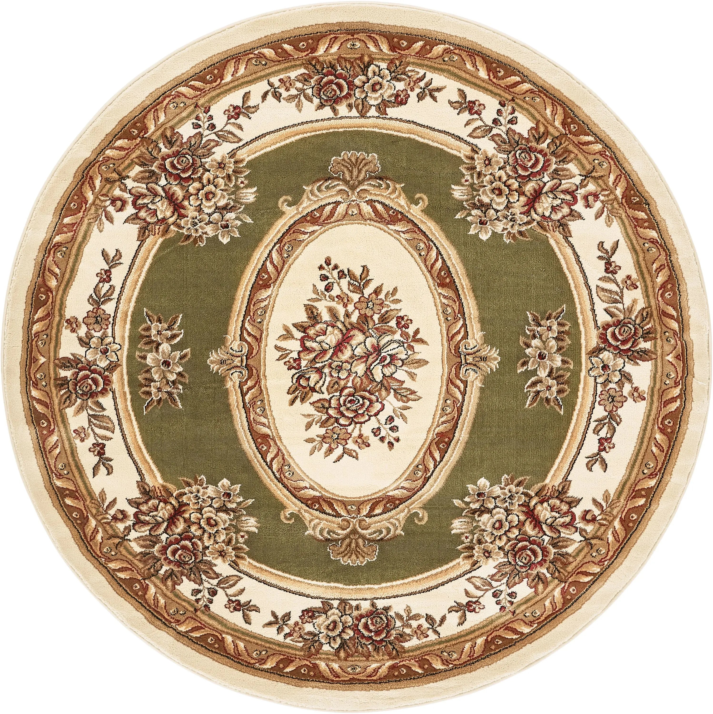 Le Petit Palais Green Traditional Round Rug Well Woven