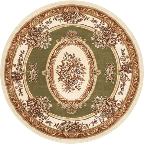 Le Petit Palais Green Traditional Round Rug