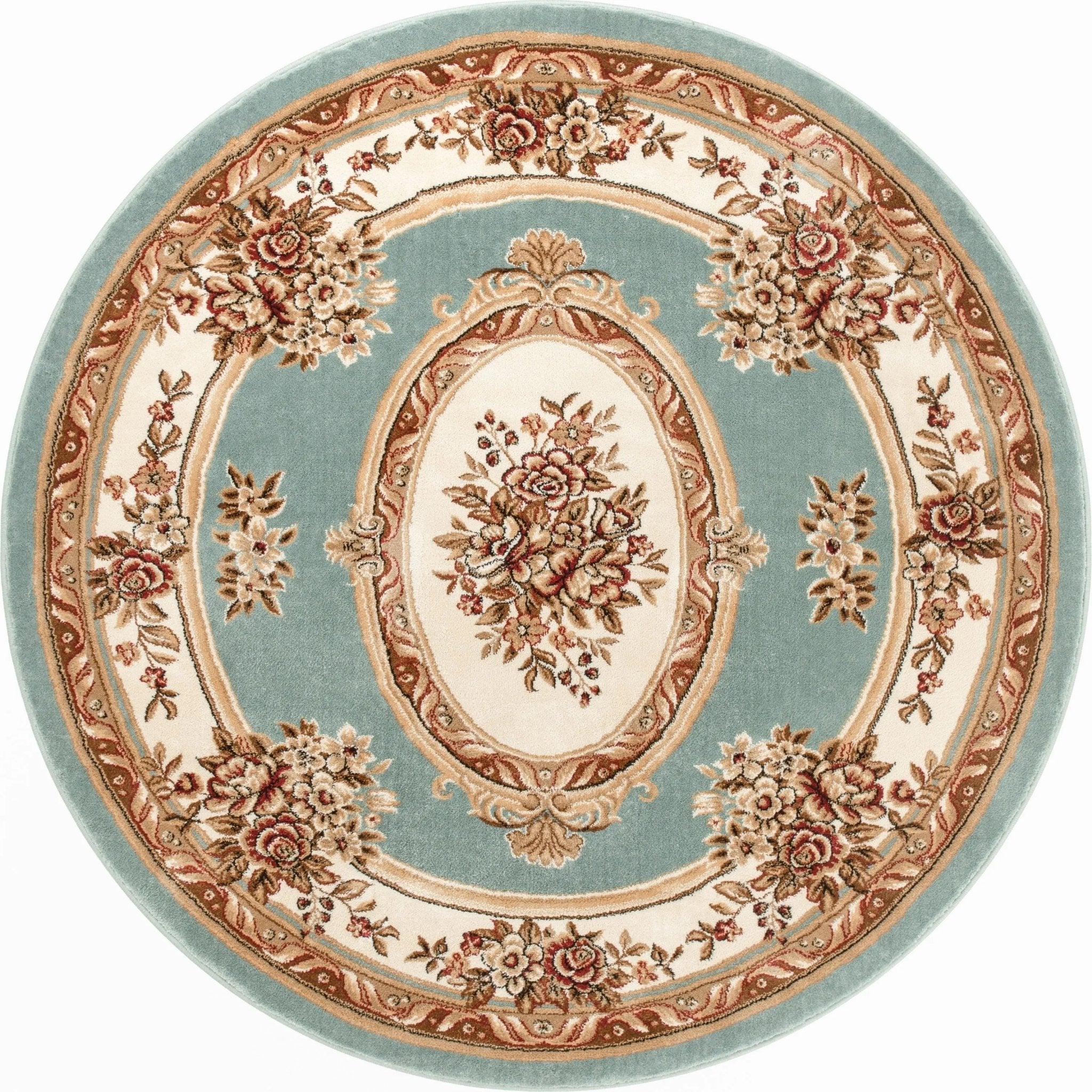 Le Petit Palais Light Blue Traditional Round Rug Well Woven
