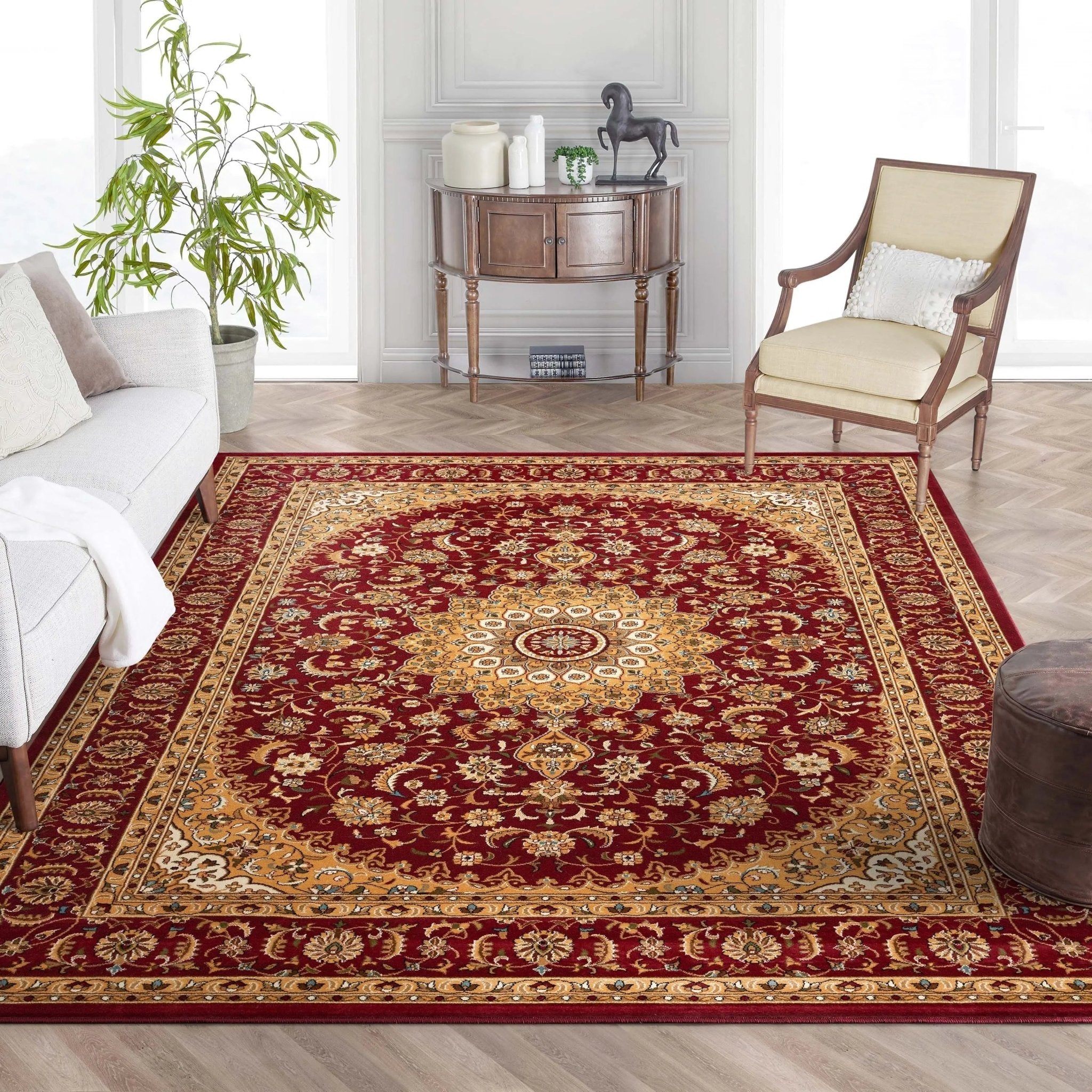 Aviva Red Traditional Rug Well Woven