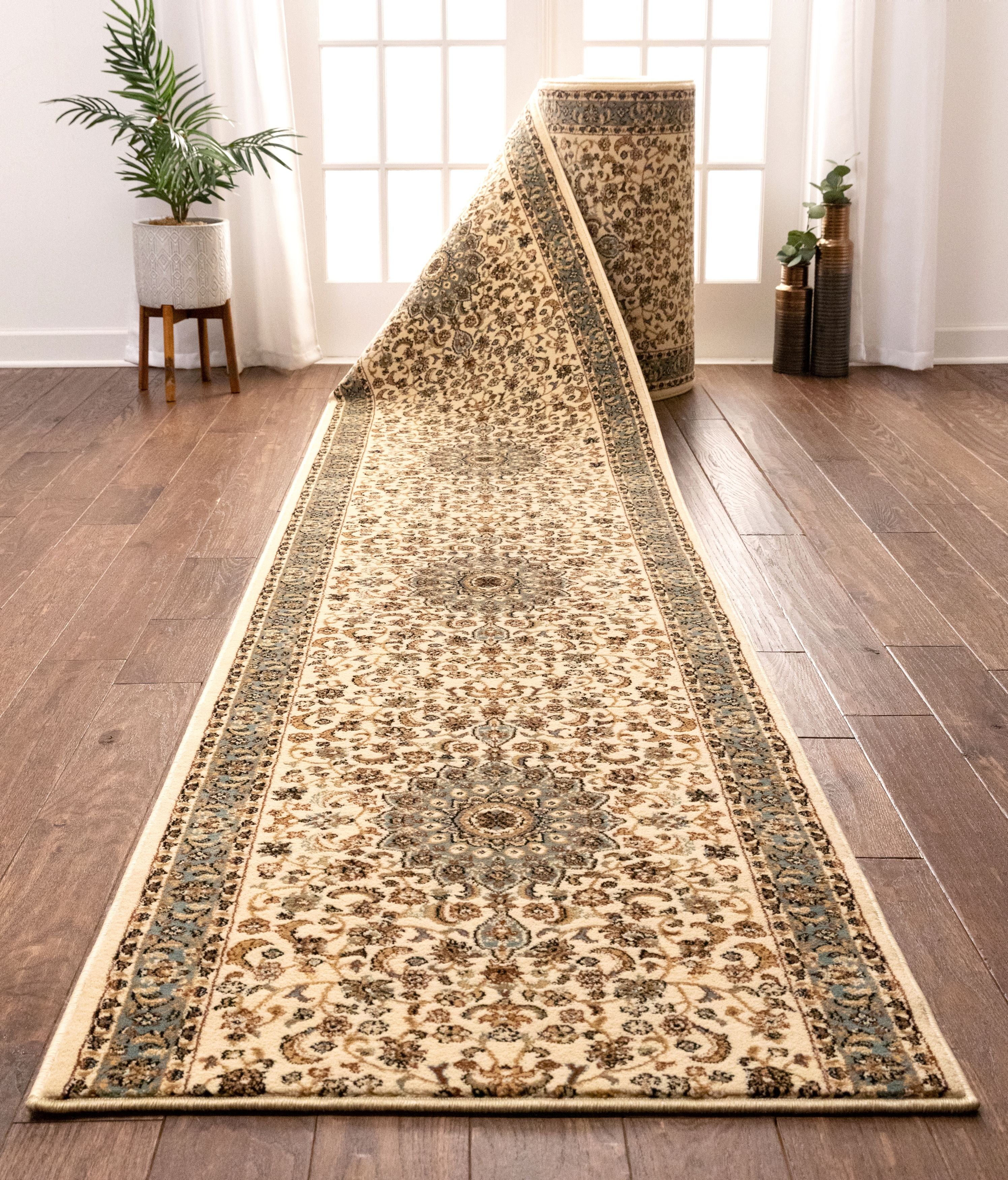 Aviva Custom Size Runner Traditional Ivory Choose Your Width x Choose Your Length Hallway Runner Rug