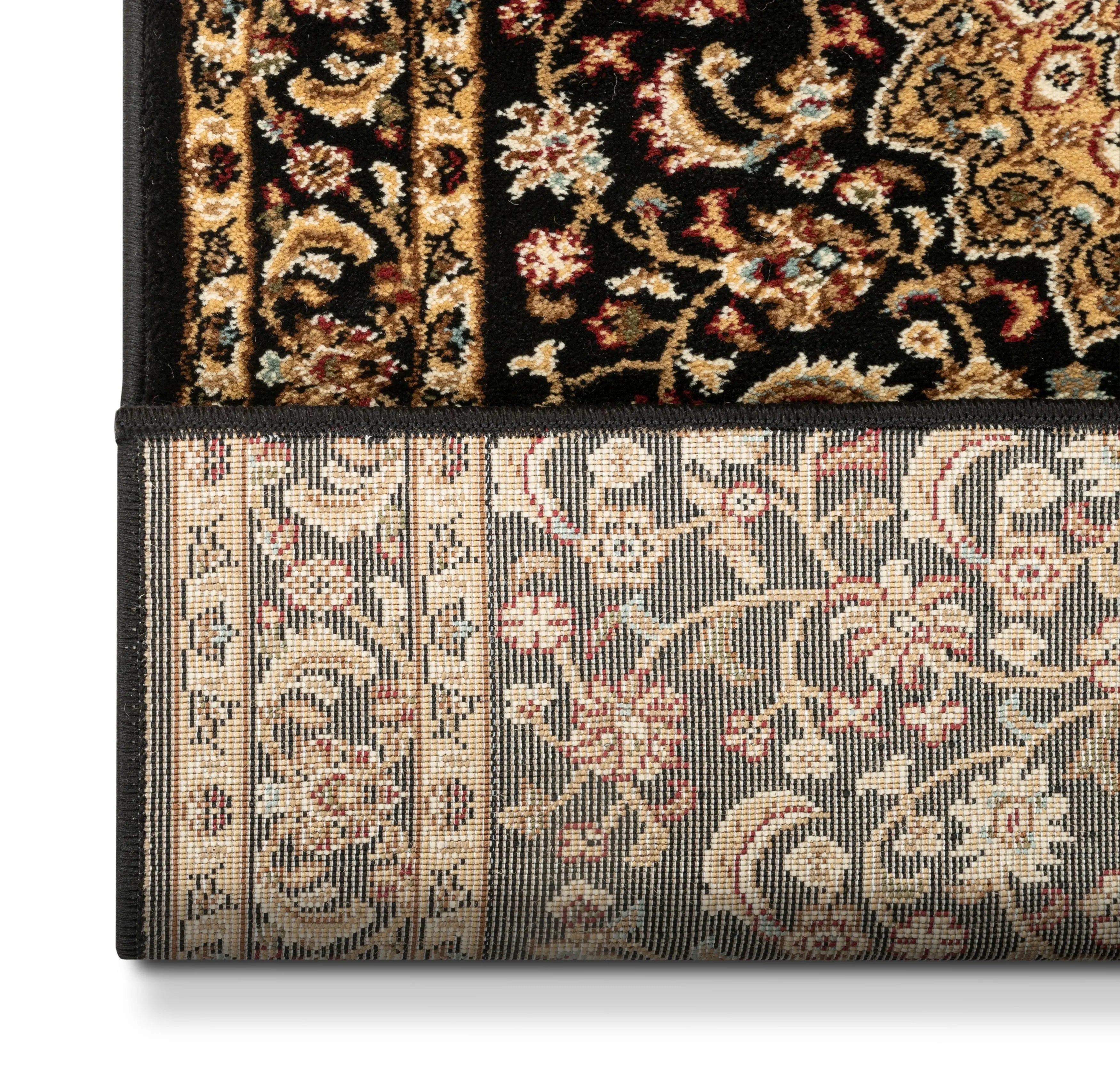 Aviva Custom Size Runner Traditional Black Choose Your Width x Choose Your Length Hallway Runner Rug