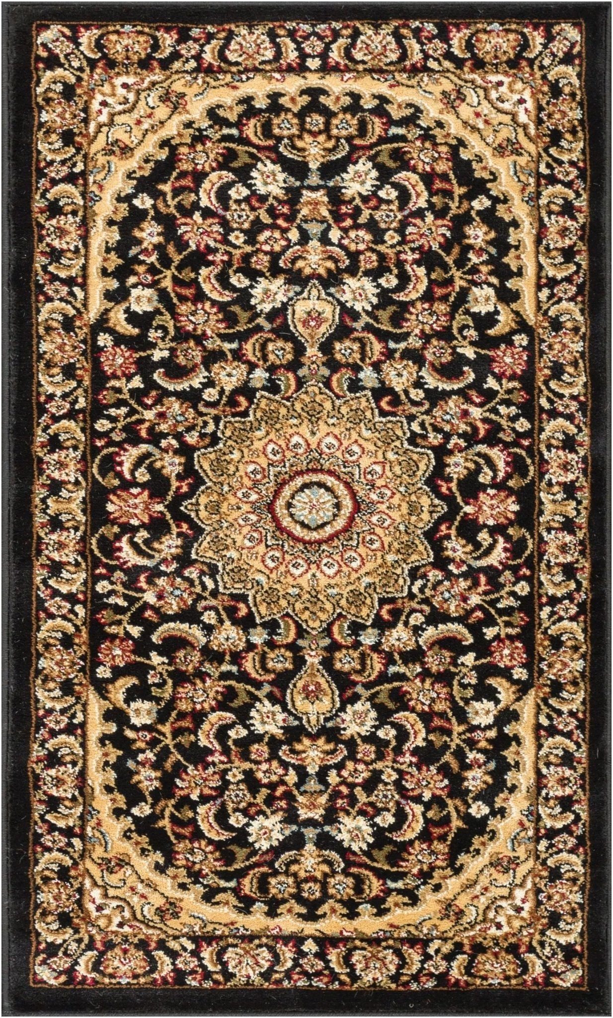 Aviva Black Traditional Rug Well Woven