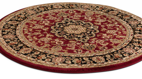 Medallion Kashan Red Traditional Round Rug
