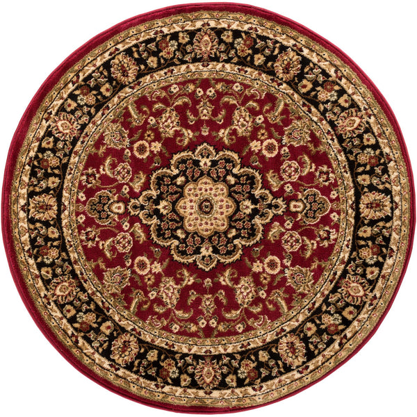 Medallion Kashan Red Traditional Round Rug
