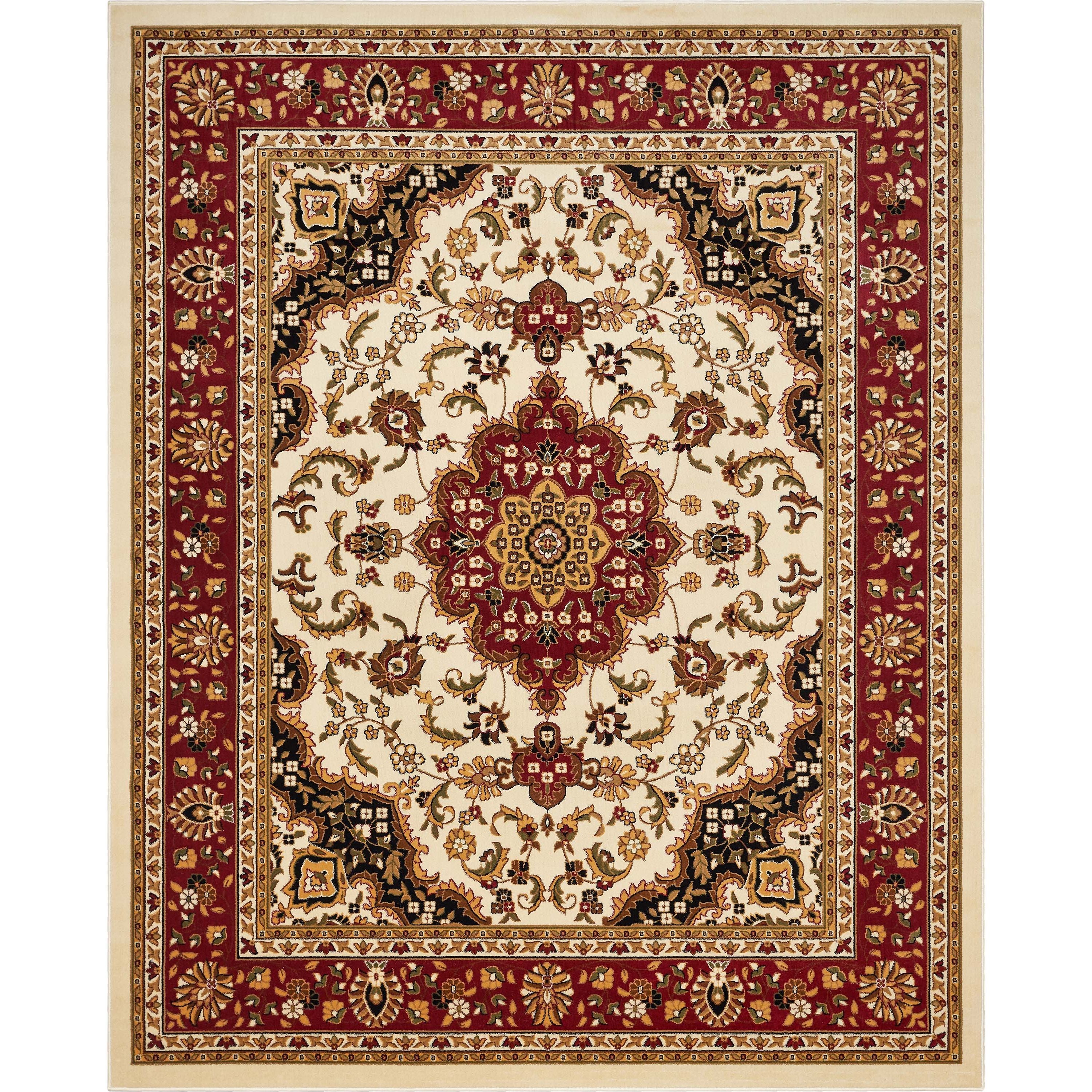 Medallion Kashan Ivory Traditional Rug