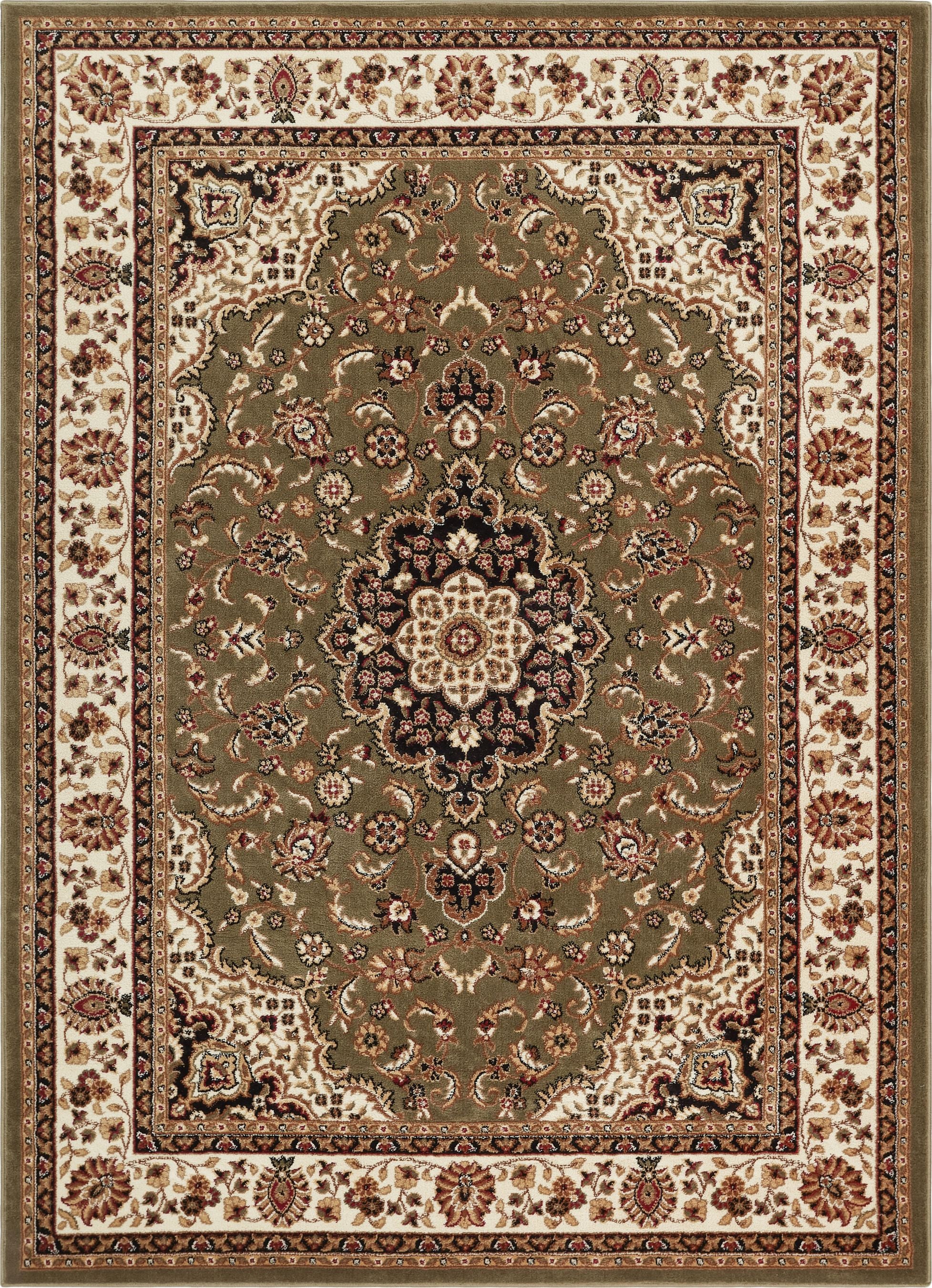 Medallion Kashan Green Traditional Rug