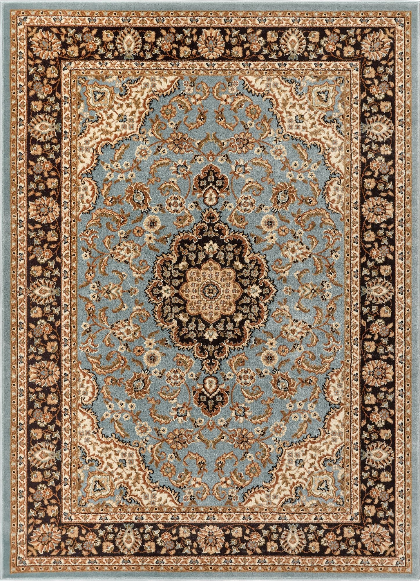 Medallion Kashan Light Blue Traditional Rug