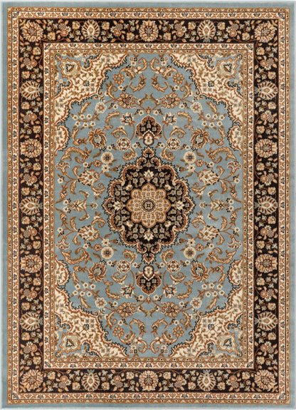 Medallion Kashan Light Blue Traditional Rug