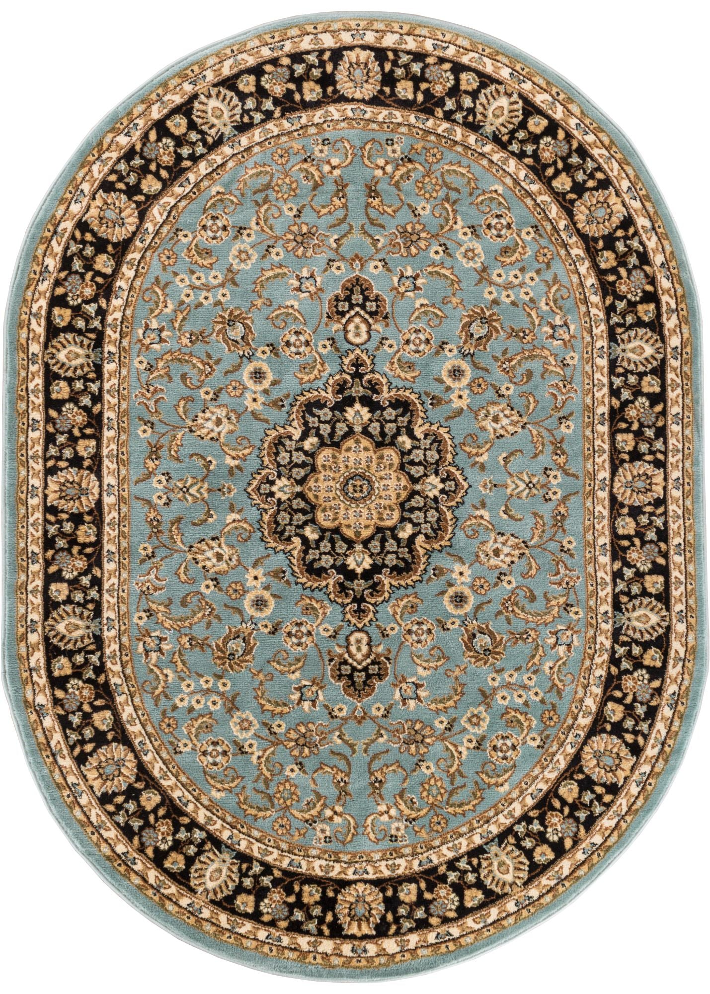 Medallion Kashan Light Blue Traditional Rug