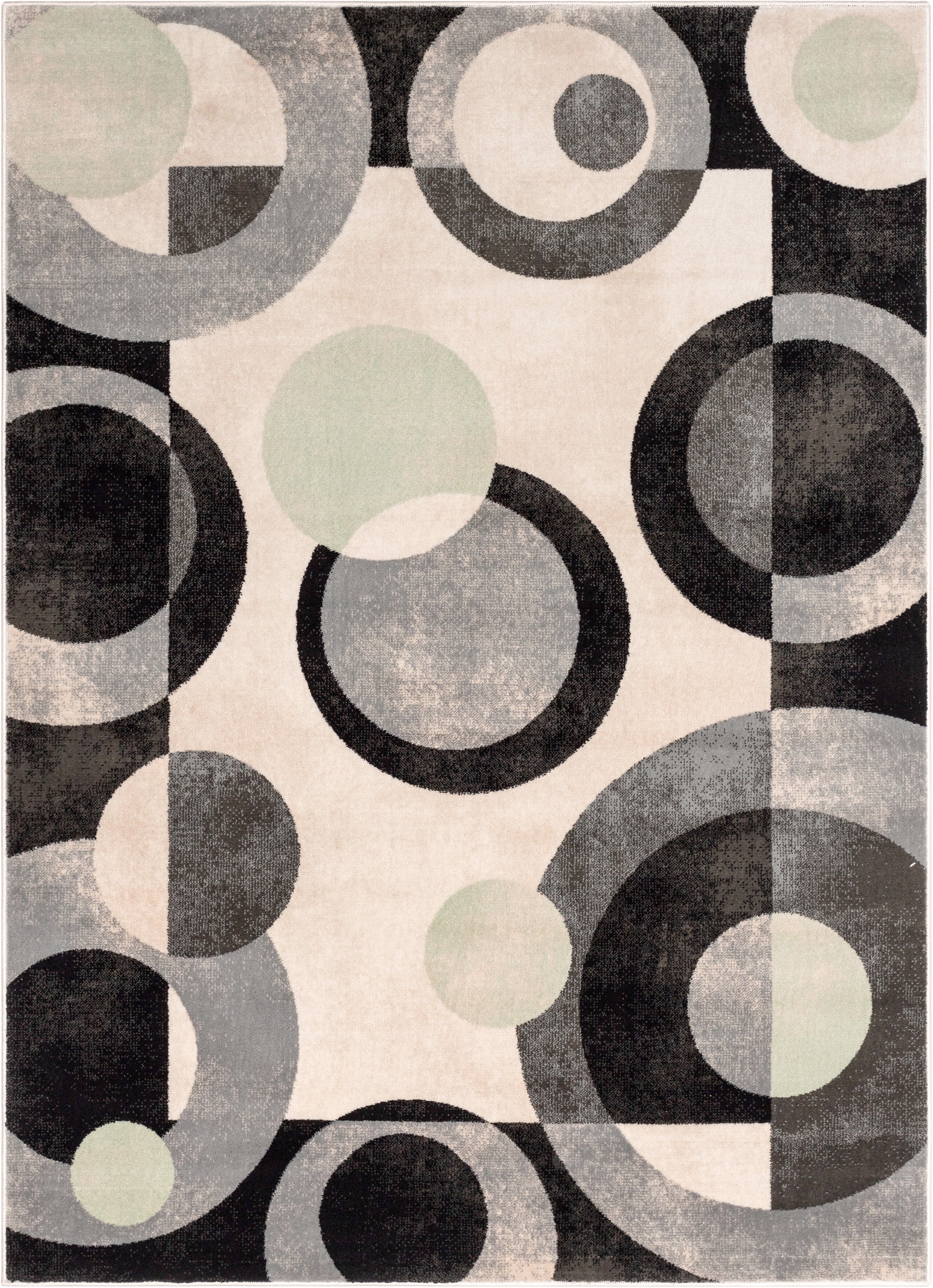 Avi Modern Geometric Grey Green Rug