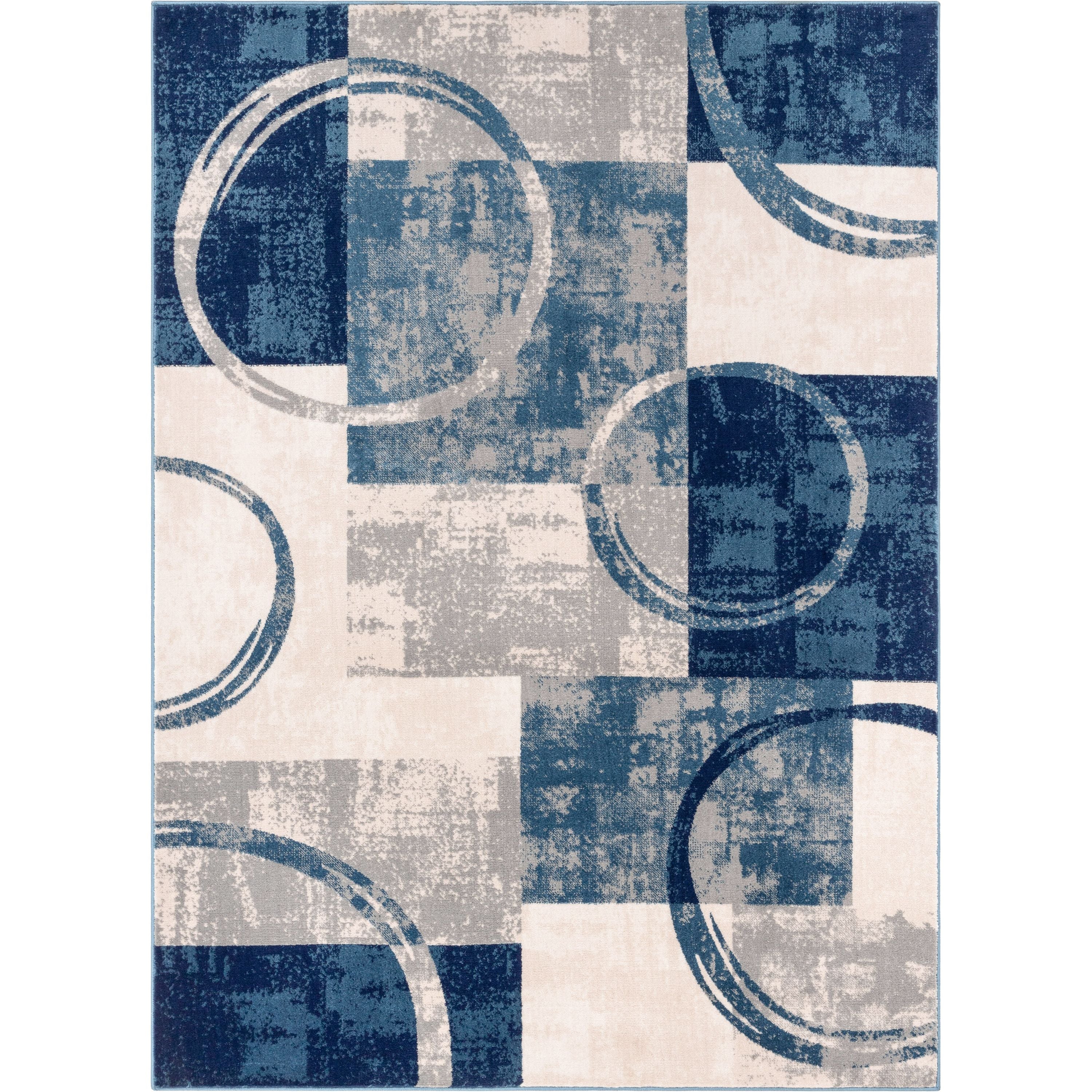 Shai Modern Geometric Grey Blue Rug