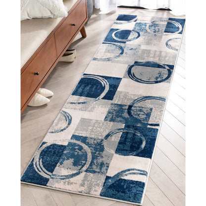 Shai Modern Geometric Grey Blue Rug