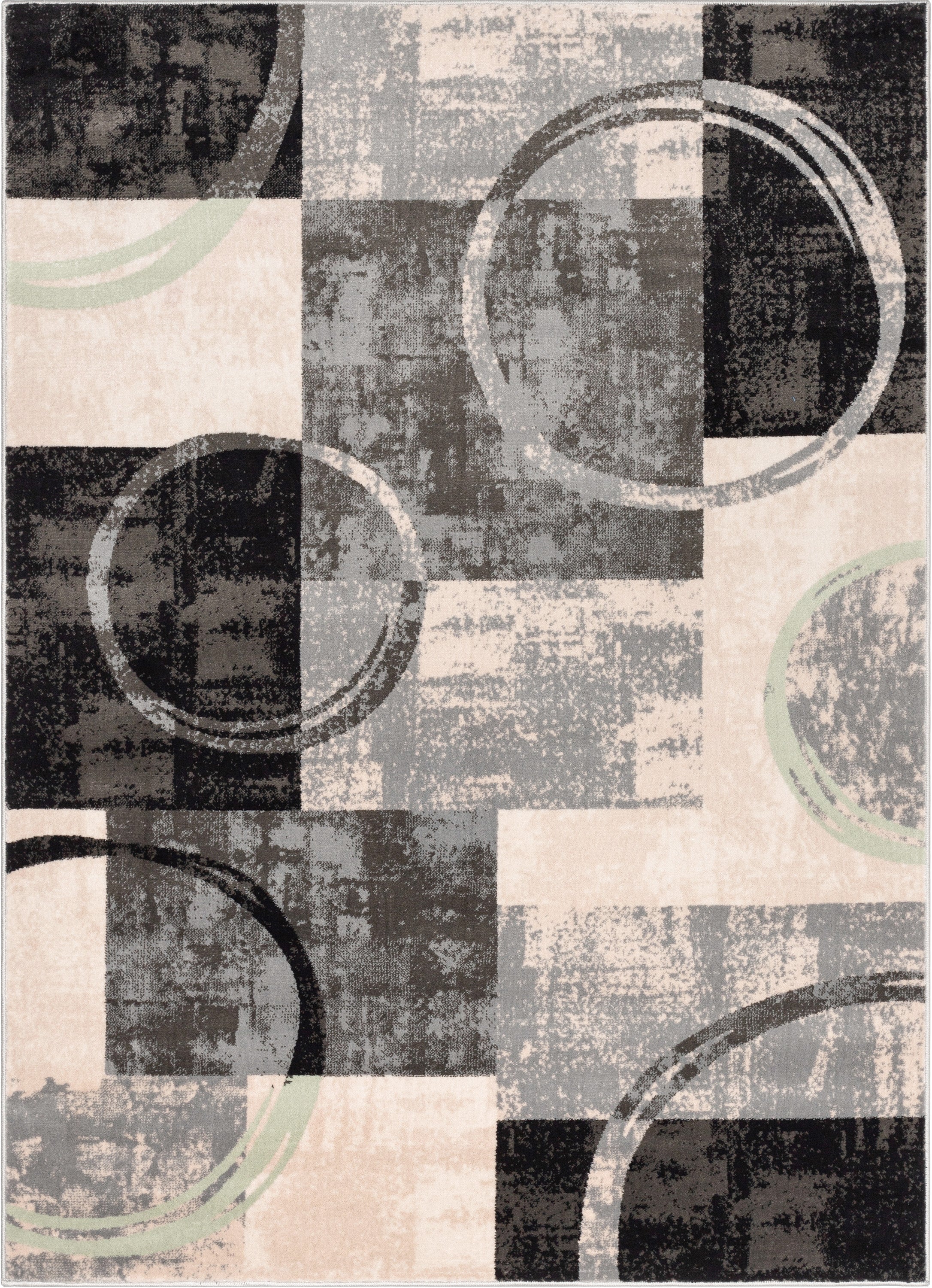 Shai Modern Geometric Grey Green Rug