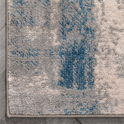 Kalia Modern Abstract Grey Blue Rug