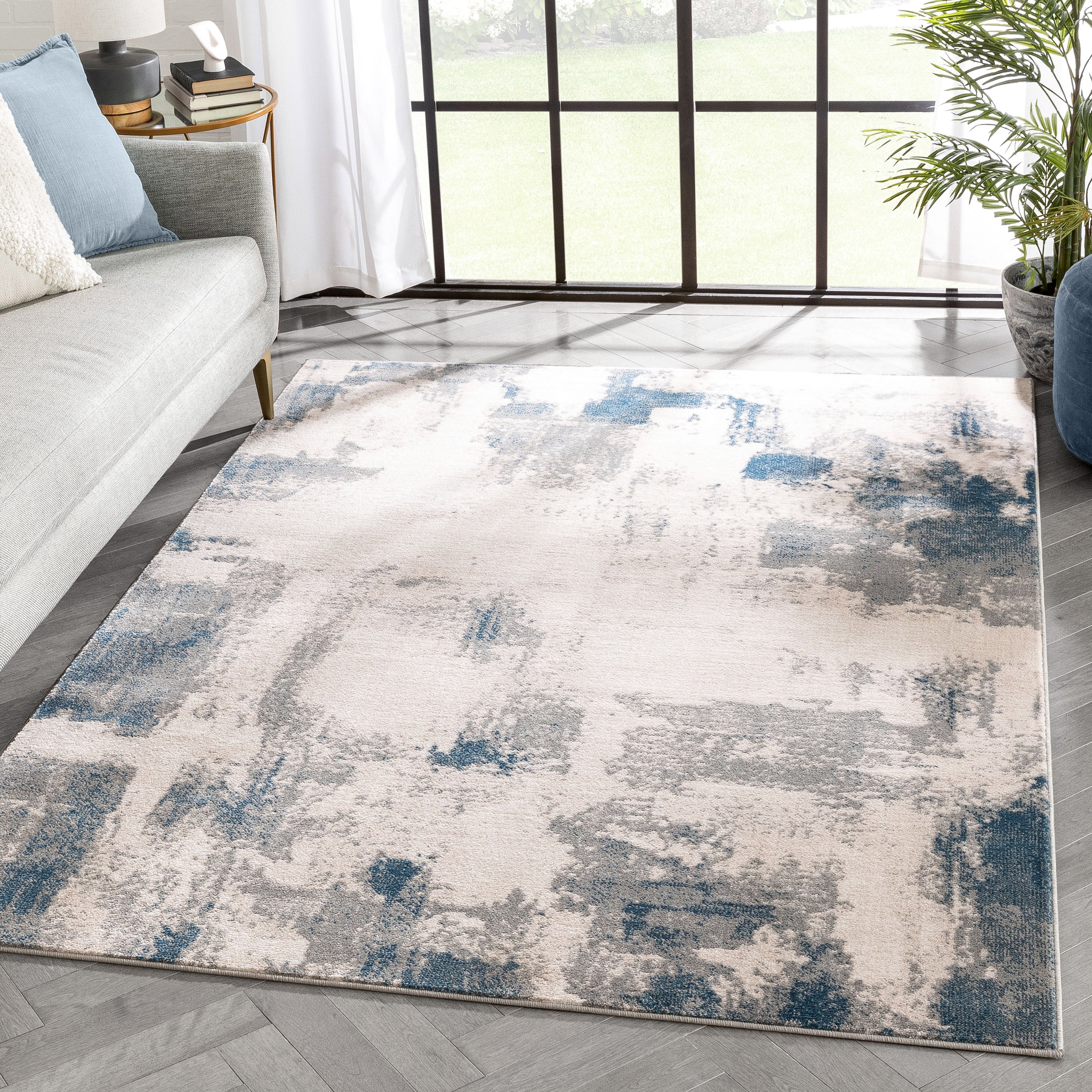 Kalia Modern Abstract Grey Blue Rug