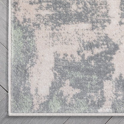 Custom Size Runner Kalia Abstract Modern Grey Green Choose Your Width x Choose Your Length Hallway Runner Rug