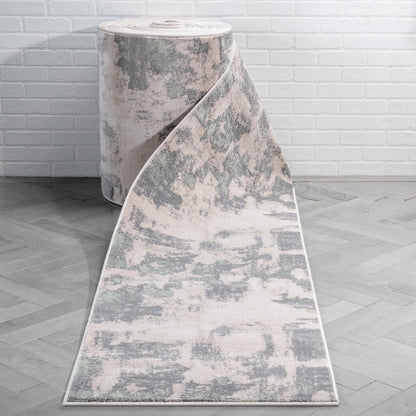 Custom Size Runner Kalia Abstract Modern Grey Green Choose Your Width x Choose Your Length Hallway Runner Rug