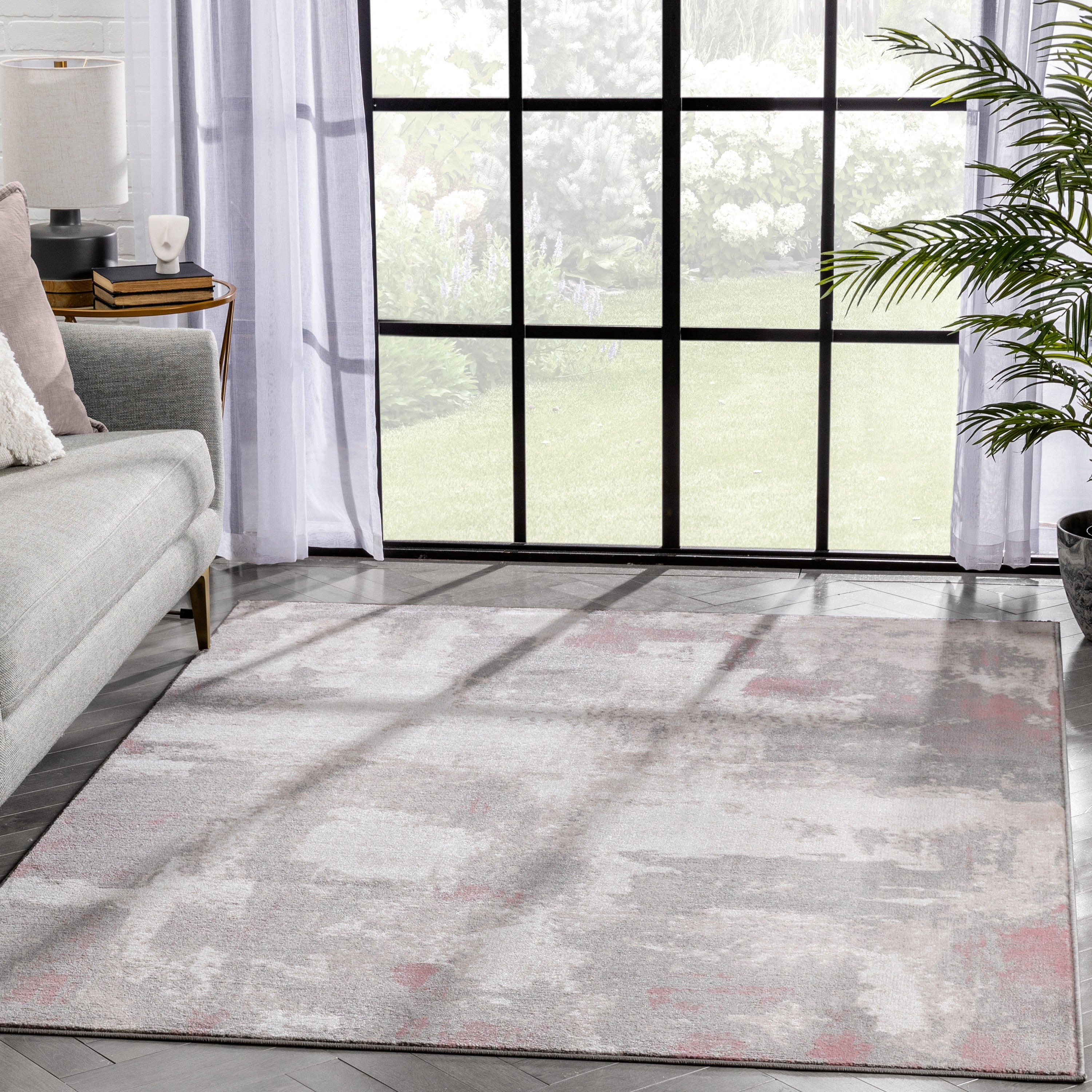 Kalia Modern Abstract Grey Blush Rug