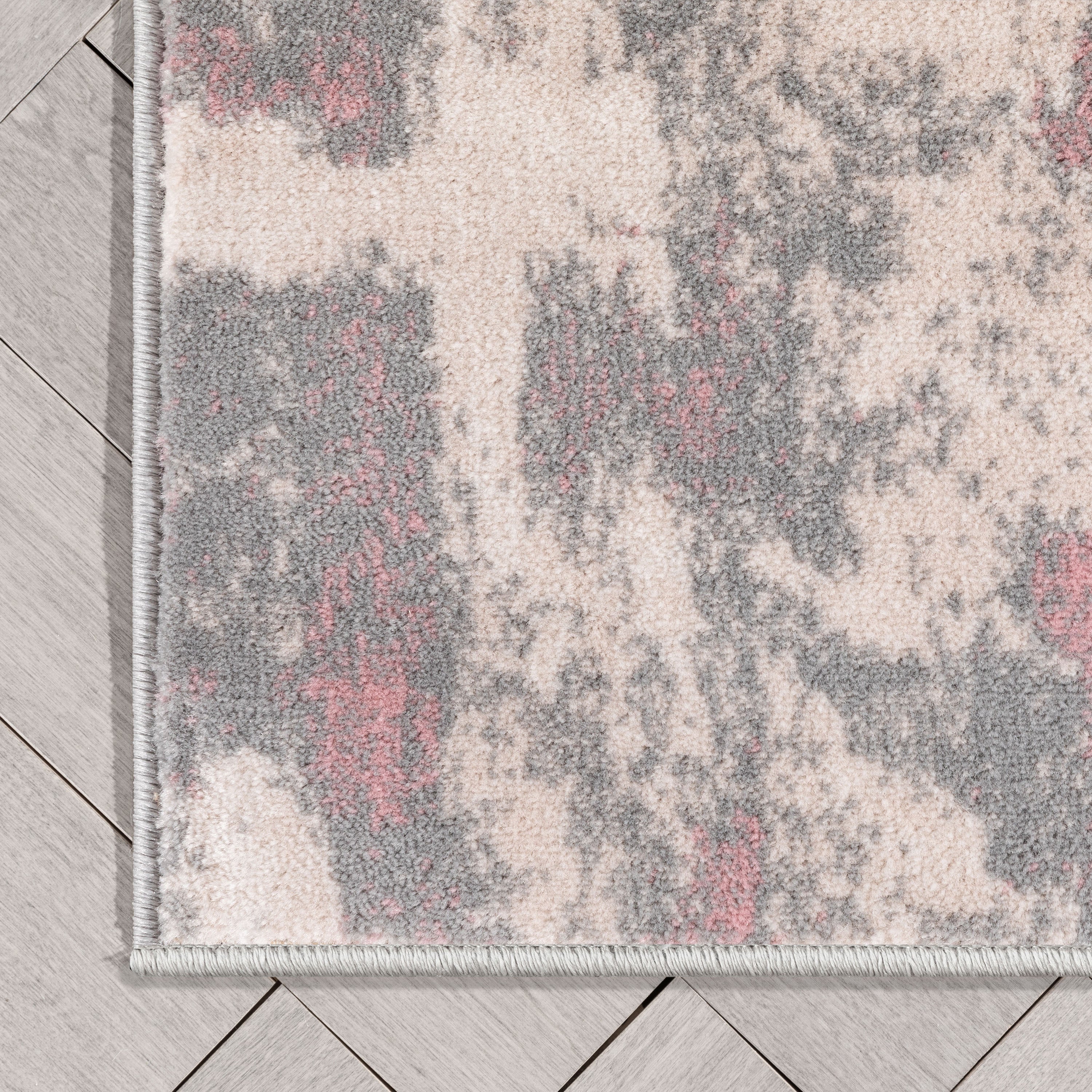 Custom Size Runner Kalia Abstract Modern Grey Blush 27 Inch Wide x Choose Your Length Hallway Runner Rug