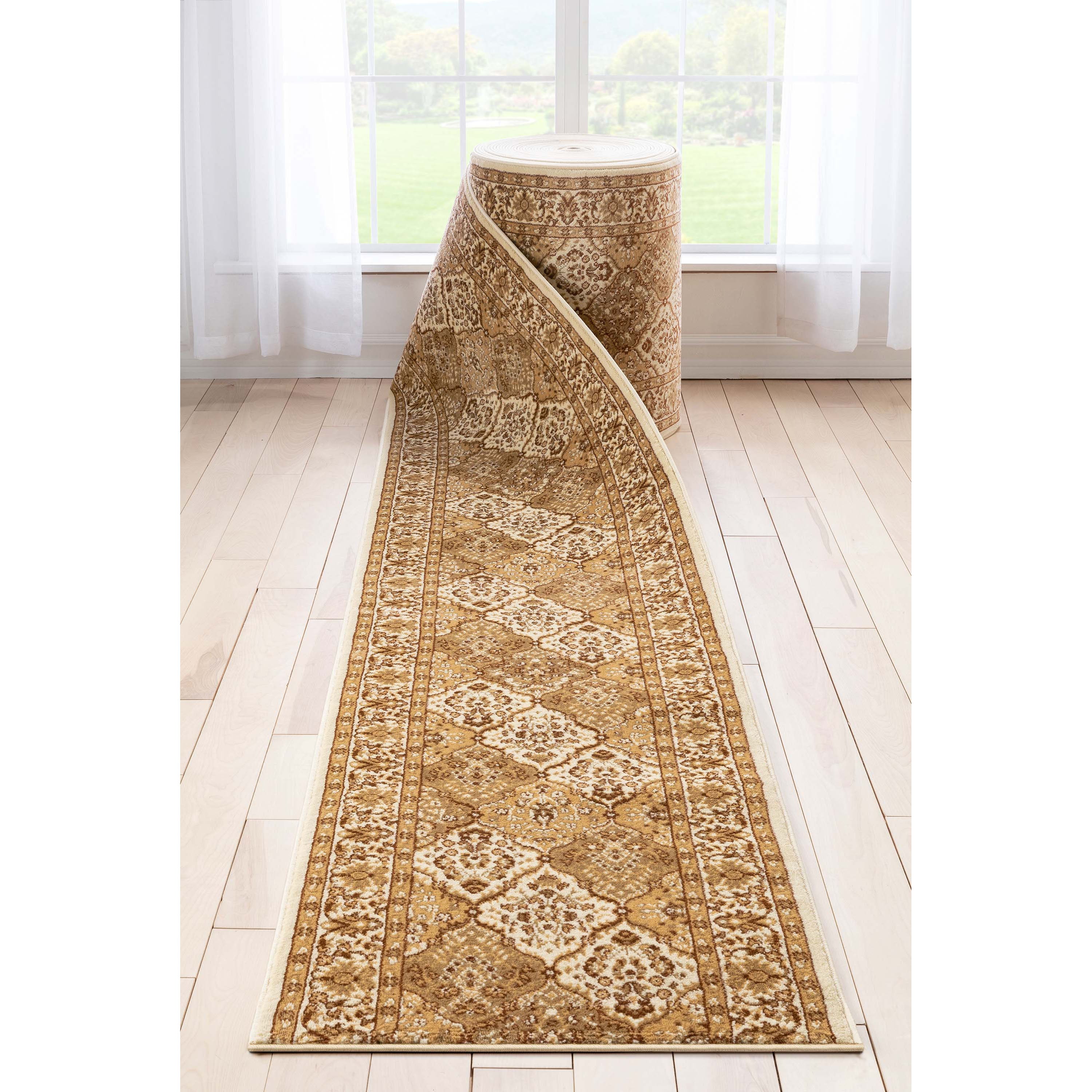 Custom Size Runner Emine Persian Trellis Transitional Ivory 27 Inch Wide x Choose Your Length Hallway Runner Rug