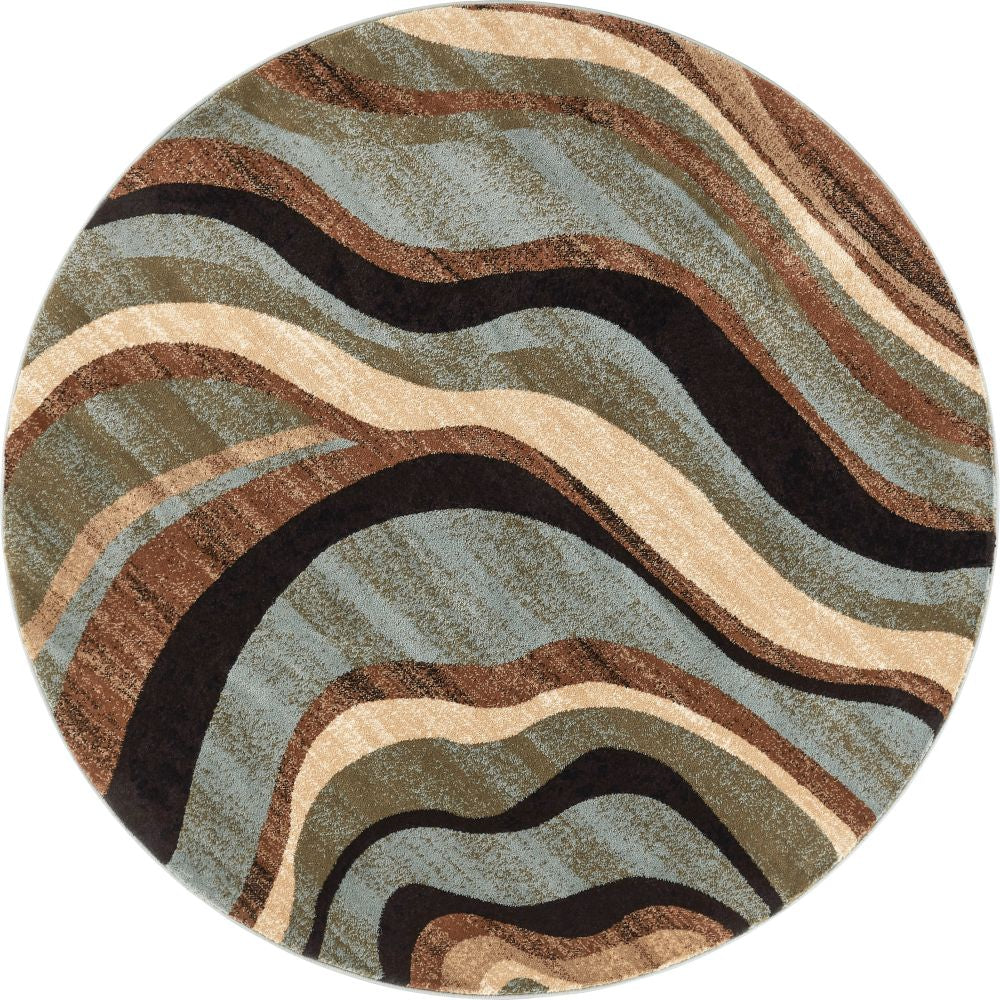 Nirvana Waves Multi Blue Modern Rug