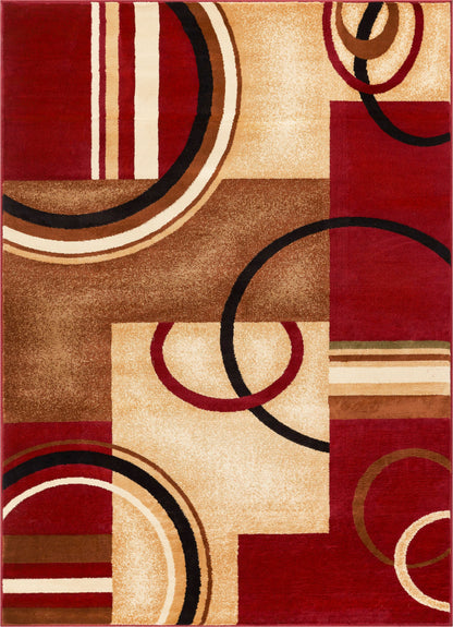 Arcs & Shapes Red Modern Rug