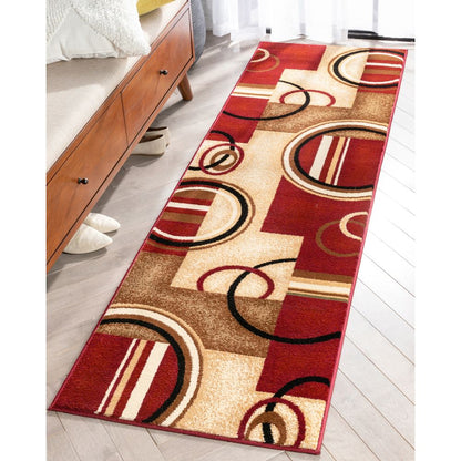 Arcs & Shapes Red Modern Rug