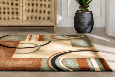 Arcs & Shapes Light Blue Modern Rug test