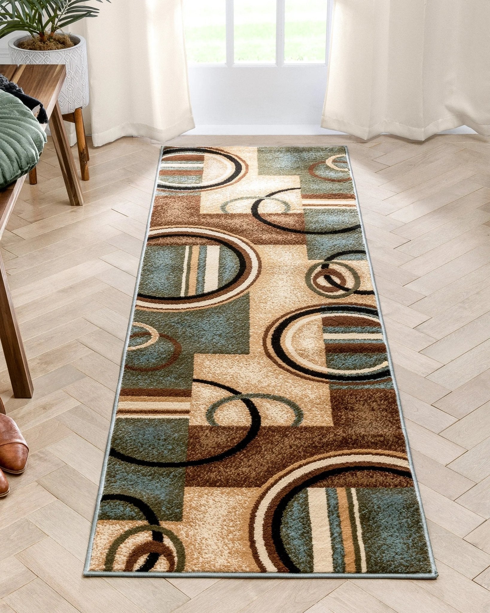 Arcs & Shapes Light Blue Modern Rug Well Woven