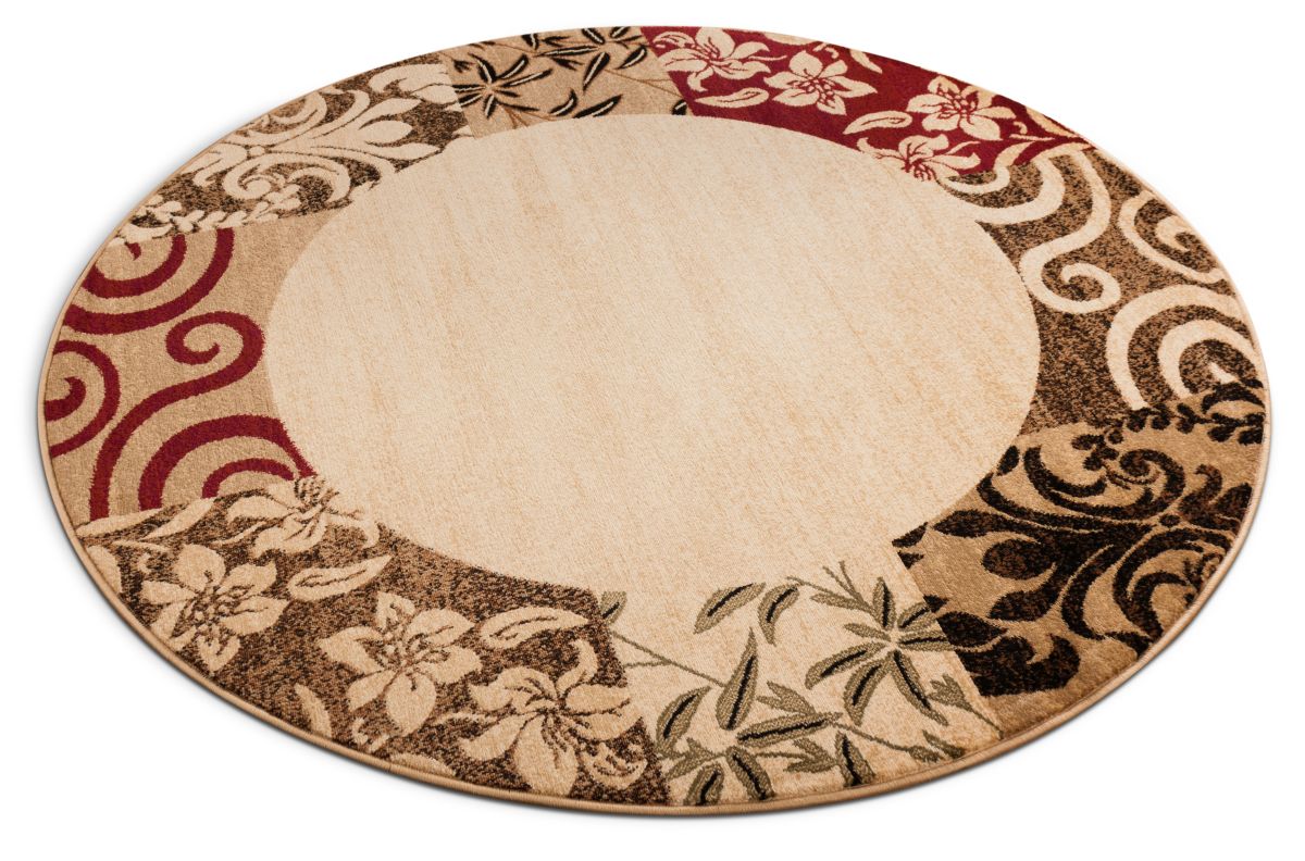 Vane Willow Damask Beige Transitional Round Rug