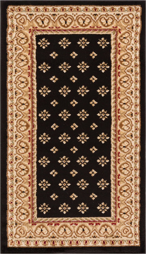 Hudson Terrace 31" Square Black Traditional Rug