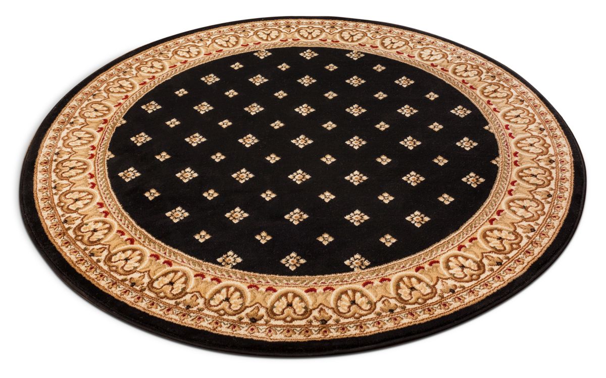 Hudson Terrace Black Traditional Round Rug