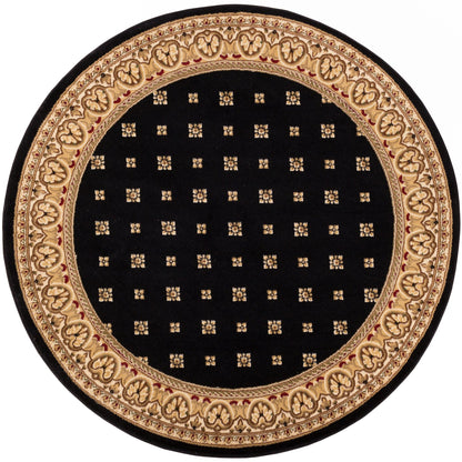 Hudson Terrace Black Traditional Round Rug