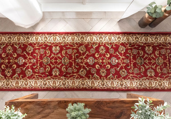 Sarouk Custom Size Runner Traditional Red 27 Inch Wide x Choose Your Length Hallway Runner Rug