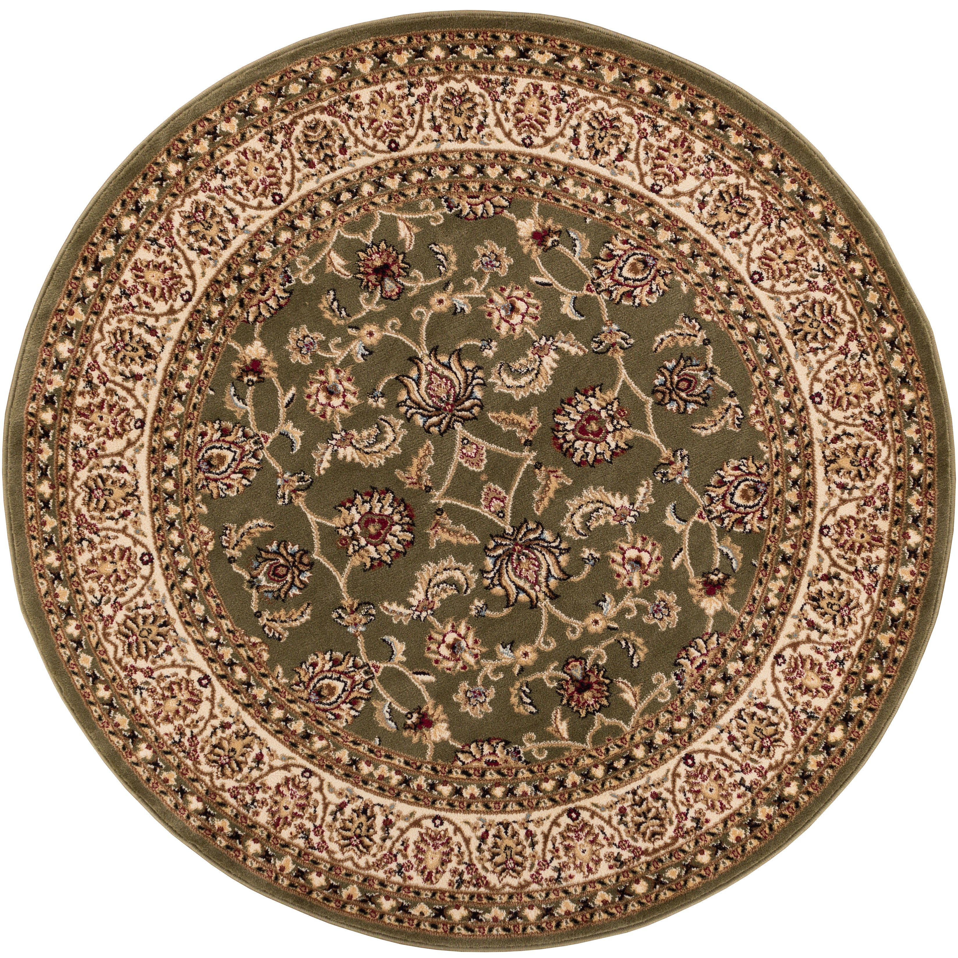 Sarouk Green Traditional Round Rug