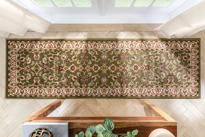 Sarouk Green Traditional Rug Well Woven