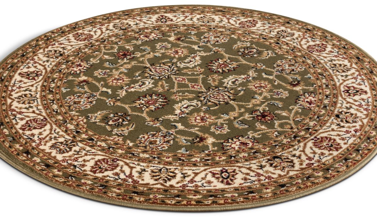 Sarouk Green Traditional Round Rug