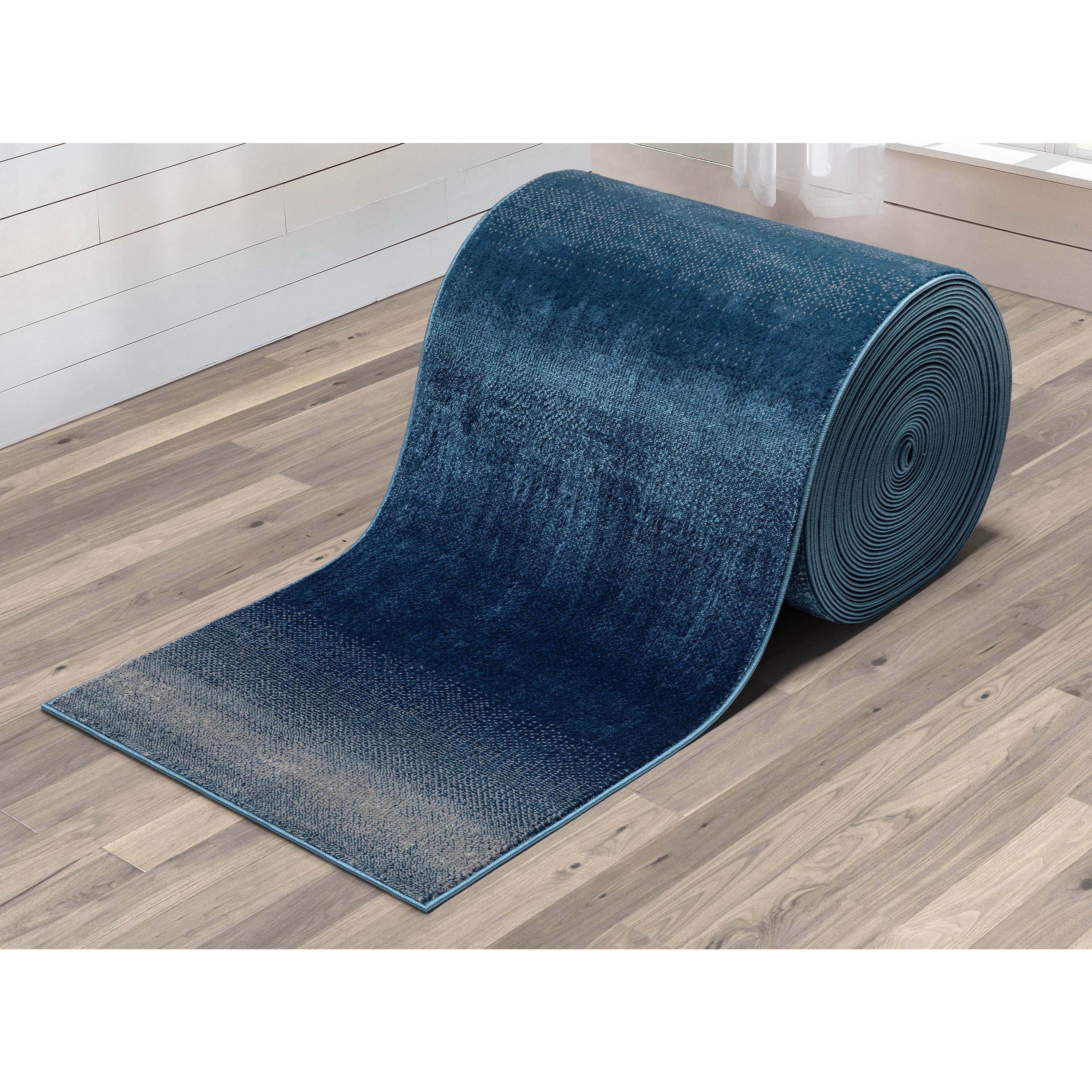 Custom Size Runner Emine Abstract Ombre Modern Blue 27 Inch Wide x Choose Your Length Hallway Runner Rug